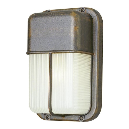 One Light Rust Frosted Polycarbonate Rectangle Ribbed Glass Wall Lig